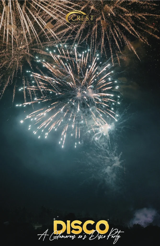 Fireworks over the hillside during the New Year's Eve 2024 party at Crest Resort