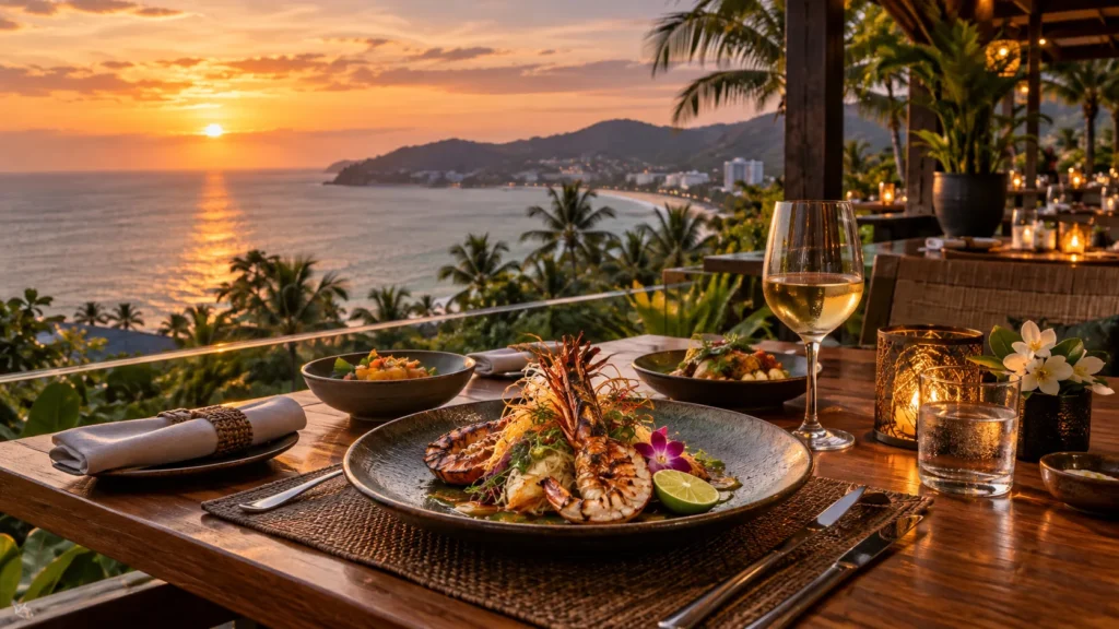 Fine dining table overlooking the sea near Patong Beach, Phuket